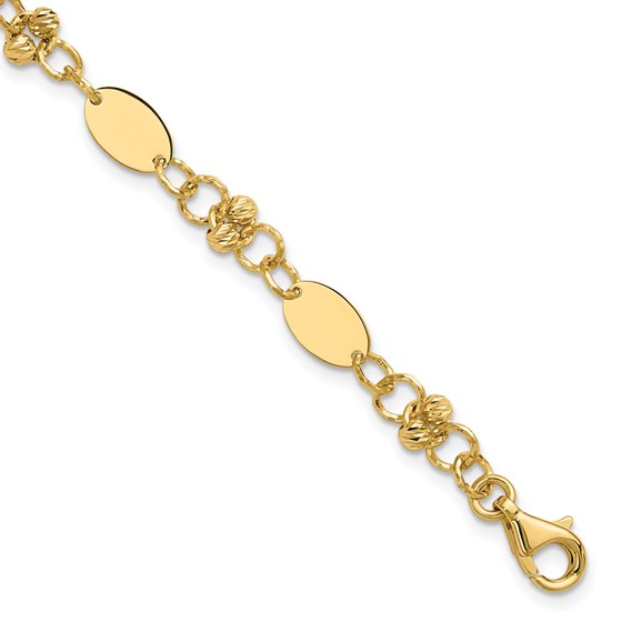 14K Yellow Gold and Diamond-cut Beaded Bracelet - 8.25 in. 14K Yellow Gold and Diamond-cut Beaded Bracelet - 8.25 in.
