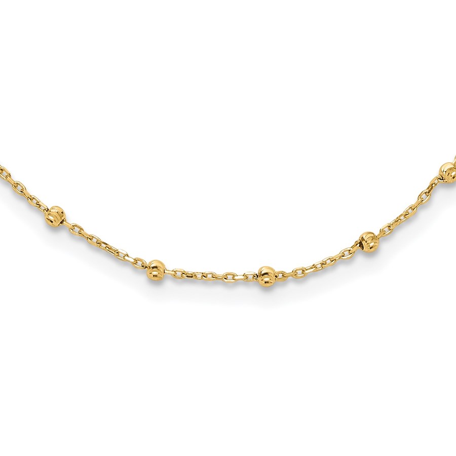 14K Yellow Gold and Diamond-cut Beaded Necklace - 16.75 in.