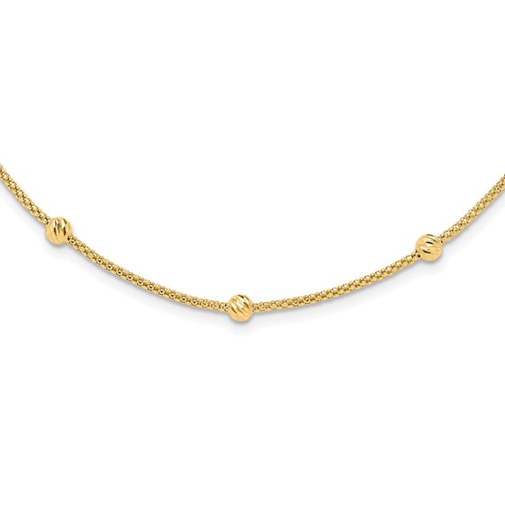14K Yellow Gold and Diamond-cut Beaded Necklace - 17 in. 14K Yellow Gold and Diamond-cut Beaded Necklace - 17 in.