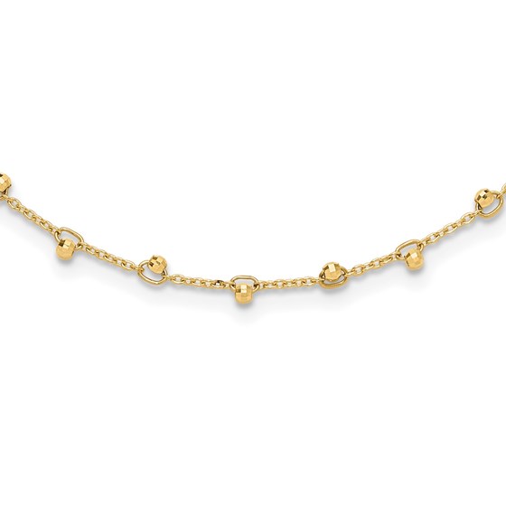 14K Yellow Gold and Diamond-cut Beaded Necklace - 18 in.