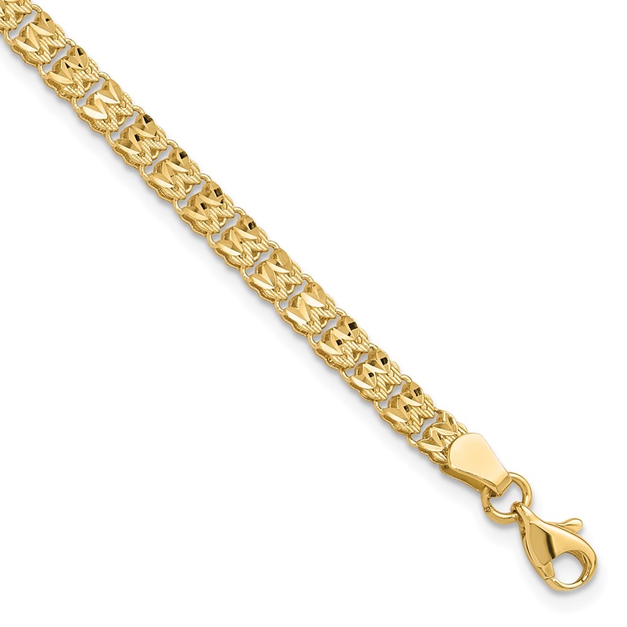 14K Yellow Gold and Diamondcut Fancy Link Bracelet 7.5 in.