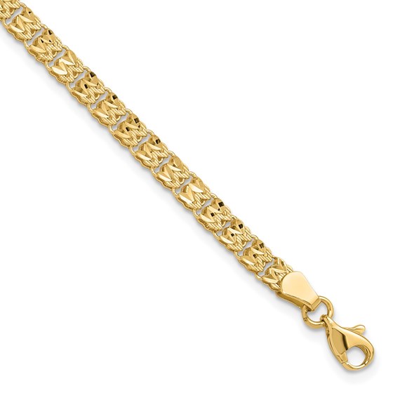 14K Yellow Gold and Diamond-cut Fancy Link Bracelet - 7.5 in. 14K Yellow Gold and Diamond-cut Fancy Link Bracelet - 7.5 in.