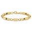 14K Yellow Gold and Grooved Fancy Link Men's Bracelet - 5.4 in.