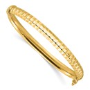 14K Yellow Gold and Ridged Hinged Bangle Bracelet - in.