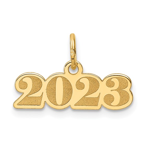 14K Yellow Gold and Satin Horizontal 2023 Charm - 12.25 mm 14K Yellow Gold and Satin Horizontal 2023 Charm - 12.25 mm