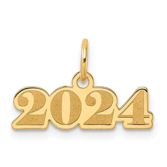 14K Yellow Gold and Satin Horizontal 2024 Charm - 12.25 mm 14K Yellow Gold and Satin Horizontal 2024 Charm - 12.25 mm