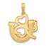 14K Yellow Gold and Satin Horseshoe and Clover Charm - 25.6 mm