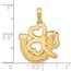 14K Yellow Gold and Satin Horseshoe and Clover Charm - 25.6 mm