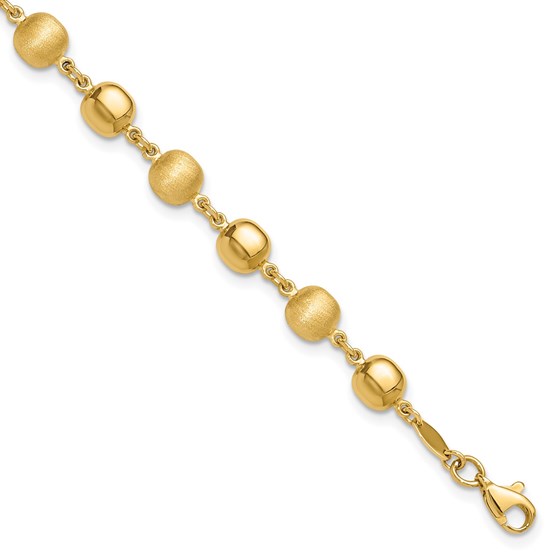 14K Yellow Gold and Satin Puffed Circles Bracelet - 7.5 in. 14K Yellow Gold and Satin Puffed Circles Bracelet - 7.5 in.