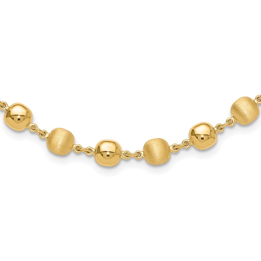 14K Yellow Gold and Satin Puffed Circles Necklace - 17.75 in.