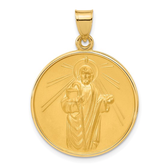 14K Yellow Gold and Satin Solid St Jude Thaddeus Medal - 33 mm 14K Yellow Gold and Satin Solid St Jude Thaddeus Medal - 33 mm