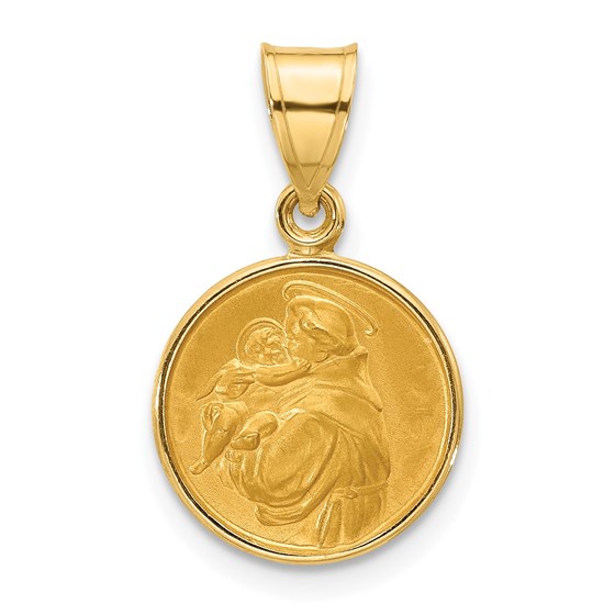14K Yellow Gold and Satin St. Anthony Medal - 21.7 mm