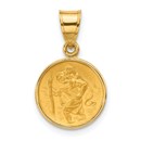 14K Yellow Gold and Satin St. Christopher Medal - 21.1 mm