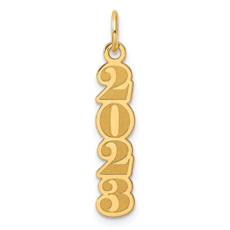 14K Yellow Gold and Satin Vertical 2023 Charm - 28.25 mm