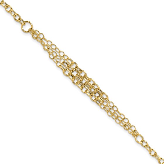 14K Yellow Gold and Textured 3 Layer Fancy Bracelet - 7.5 in. 14K Yellow Gold and Textured 3 Layer Fancy Bracelet - 7.5 in.