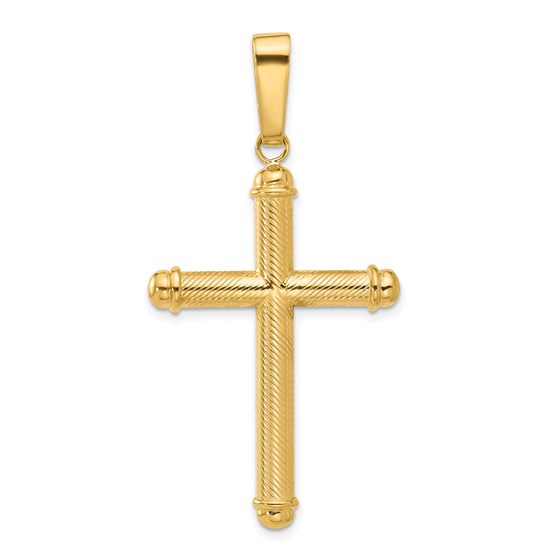 14K Yellow Gold and Textured Cross Pendant - 54.8 mm 14K Yellow Gold and Textured Cross Pendant - 54.8 mm