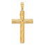 14K Yellow Gold and Textured Crucifix Pendant - 48.8 mm