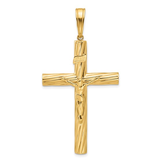 14K Yellow Gold and Textured Crucifix Pendant - 59.3 mm 14K Yellow Gold and Textured Crucifix Pendant - 59.3 mm