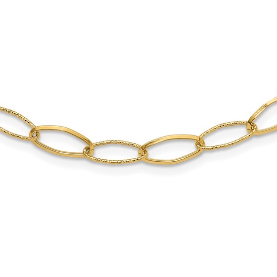 14K Yellow Gold and Textured Fancy Link Necklace - 31 in.