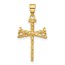 14K Yellow Gold and Textured Nails Cross Pendant - 26.5 mm
