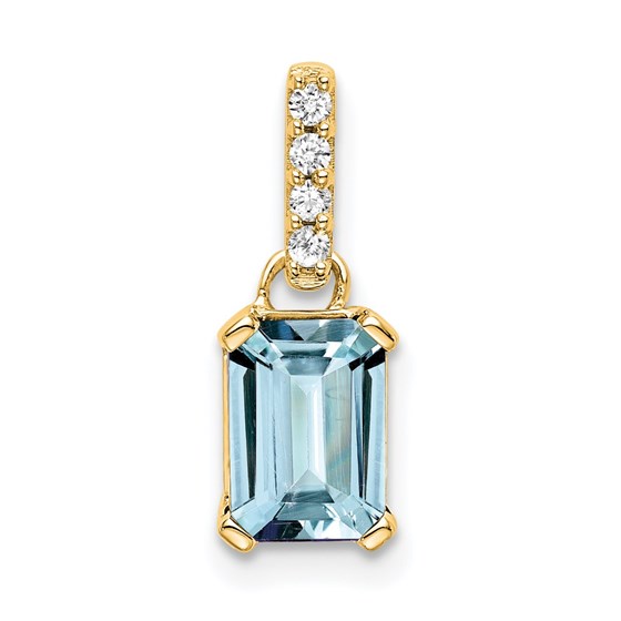 14K Yellow Gold Aquamarine and Pendant - 15.9 mm 14K Yellow Gold Aquamarine and Pendant - 15.9 mm