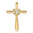 14K Yellow Gold Aquamarine Cross w/Heart Chain Slide - 26.8 mm