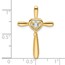 14K Yellow Gold Aquamarine Cross w/Heart Chain Slide - 26.8 mm