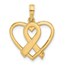 14K Yellow Gold Awareness Ribbon and Heart Charm - 23 mm