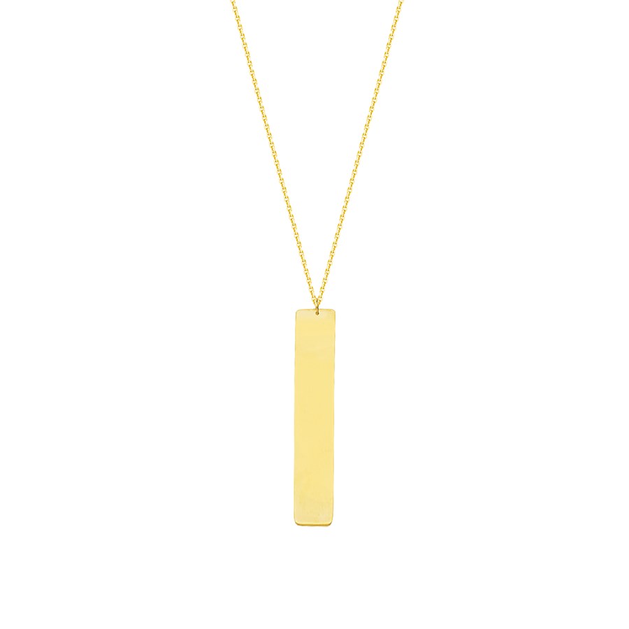 14K Yellow Gold Bar .8mm Cable Chain Necklace - 16 -18 in.