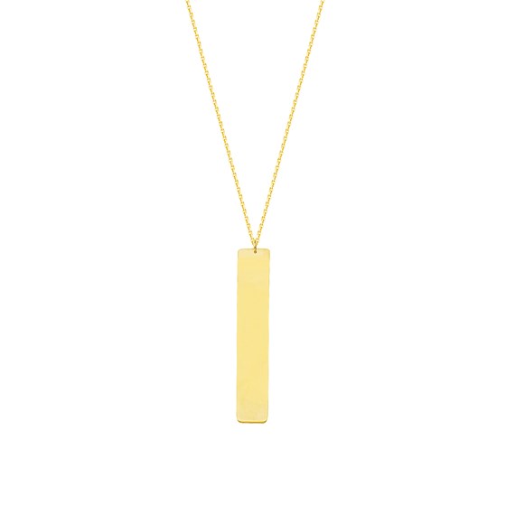 14K Yellow Gold Bar .8mm Cable Chain Necklace - 16 -18 in.