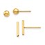 14k Yellow Gold Bar and Ball Post Earrings Set