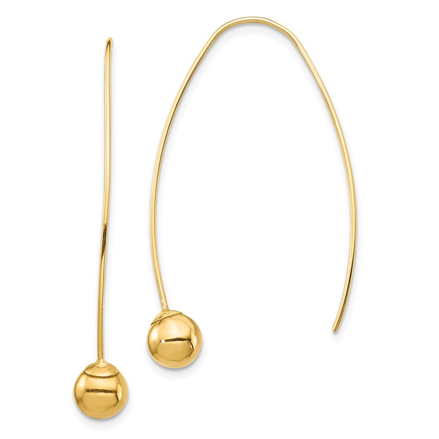 Buy 14k Yellow Gold Bead Threader Dangle Earrings APMEX