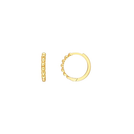 14K Yellow Gold Beaded Huggie Earrings 14K Yellow Gold Beaded Huggie Earrings