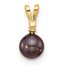 14K Yellow Gold Black Pearl .01ct Diamond Pendant - 11.5 mm