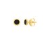 14K Yellow Gold Blk Enamel Disk Stud Earrings