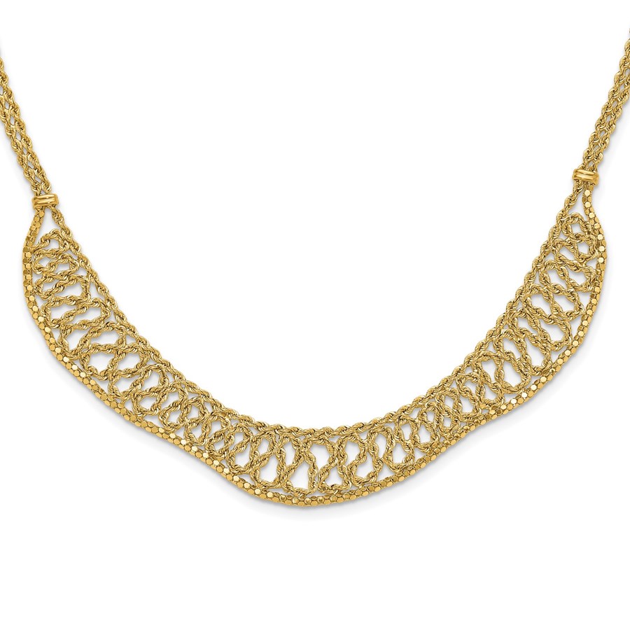14K Yellow Gold Braided Rope Chain Drape Necklace - 17.25 in.