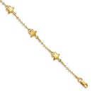14k Yellow Gold Brushed & Polished Stars Bracelet - 7 in.