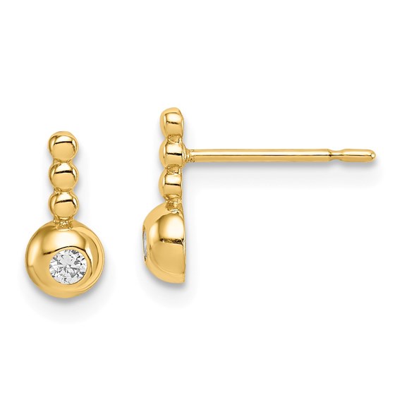 14k Yellow Gold Bubble Cubic Zirconia Drop Stud Earrings 14k Yellow Gold Bubble Cubic Zirconia Drop Stud Earrings