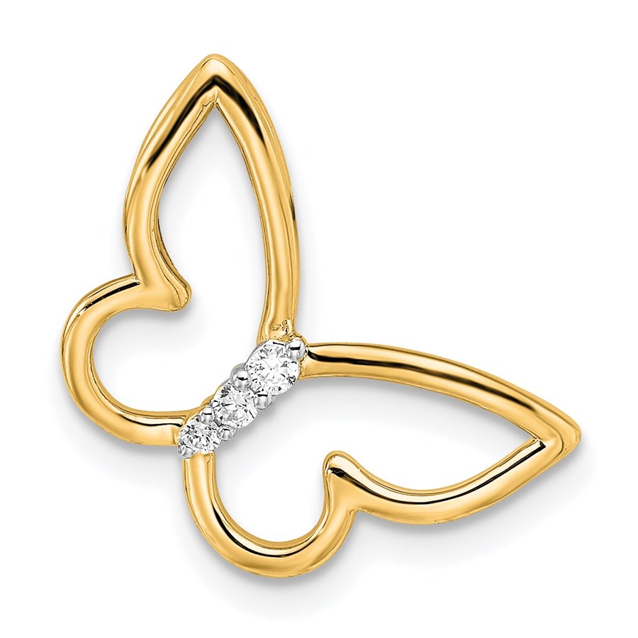 14K Yellow Gold Butterfly Chain Slide - 18.5 mm