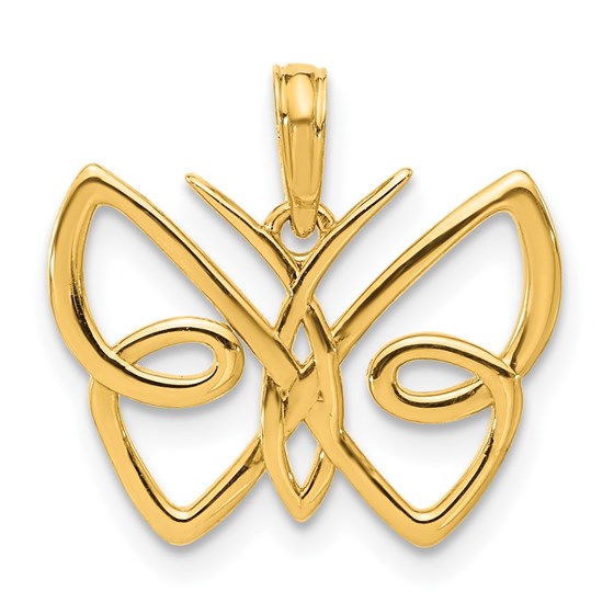 14K Yellow Gold Butterfly Pendant - 16.9 mm 14K Yellow Gold Butterfly Pendant - 16.9 mm