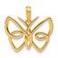 14K Yellow Gold Butterfly Pendant - 16.9 mm