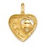 14K Yellow Gold Button Cultured Pearl Heart Pendant - 24 mm