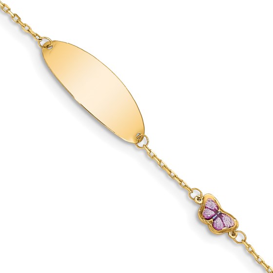 14K Yellow Gold Children's Enamel Butterfly ID Bracelet - 6.5 in. 14K Yellow Gold Children's Enamel Butterfly ID Bracelet - 6.5 in.