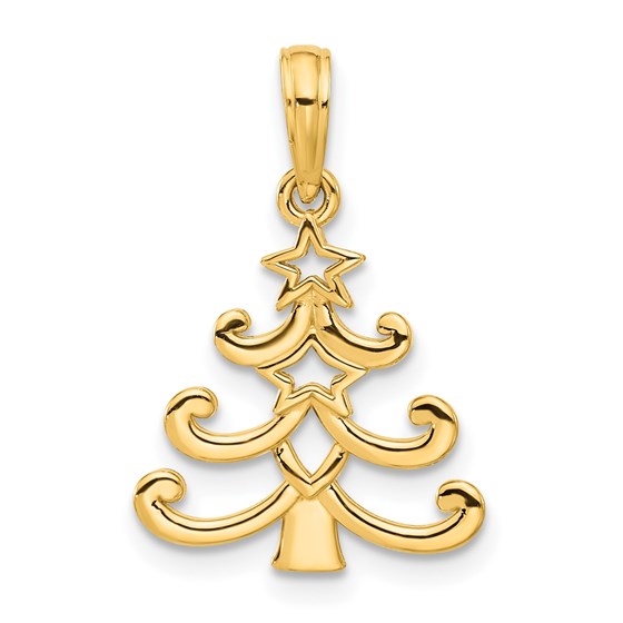 14K Yellow Gold Christmas Tree Pendant - 17.5 mm 14K Yellow Gold Christmas Tree Pendant - 17.5 mm