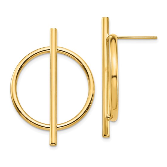 14k Yellow Gold Circle & Bar Post Earrings 14k Yellow Gold Circle & Bar Post Earrings