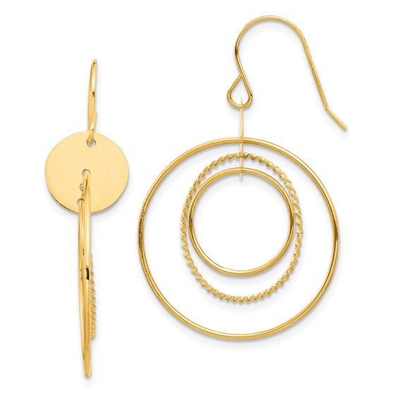 14k Yellow Gold Circle Dangle Earrings 14k Yellow Gold Circle Dangle Earrings