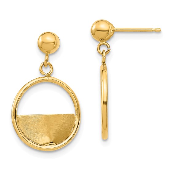 14k Yellow Gold Circle Dangle Post Earrings 14k Yellow Gold Circle Dangle Post Earrings