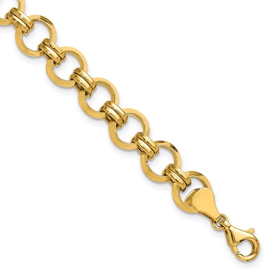14K Yellow Gold Circle Link Bracelet - 7.5 in.
