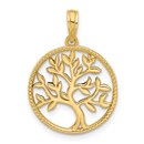 14K Yellow Gold Circle with Tree Charm - 25.2 mm