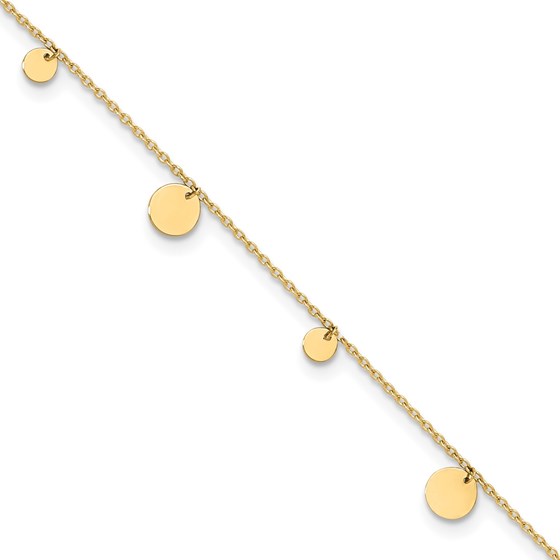 14K Yellow Gold Circles 9in Plus Anklet - 10 in. 14K Yellow Gold Circles 9in Plus Anklet - 10 in.